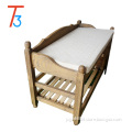 white antique solid wood bench with cushion and drawers